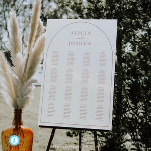 Arch seating chart template Burnt Orange Arched Seating by Table numbers Printable Seating Plan Editable Sign Templett #39