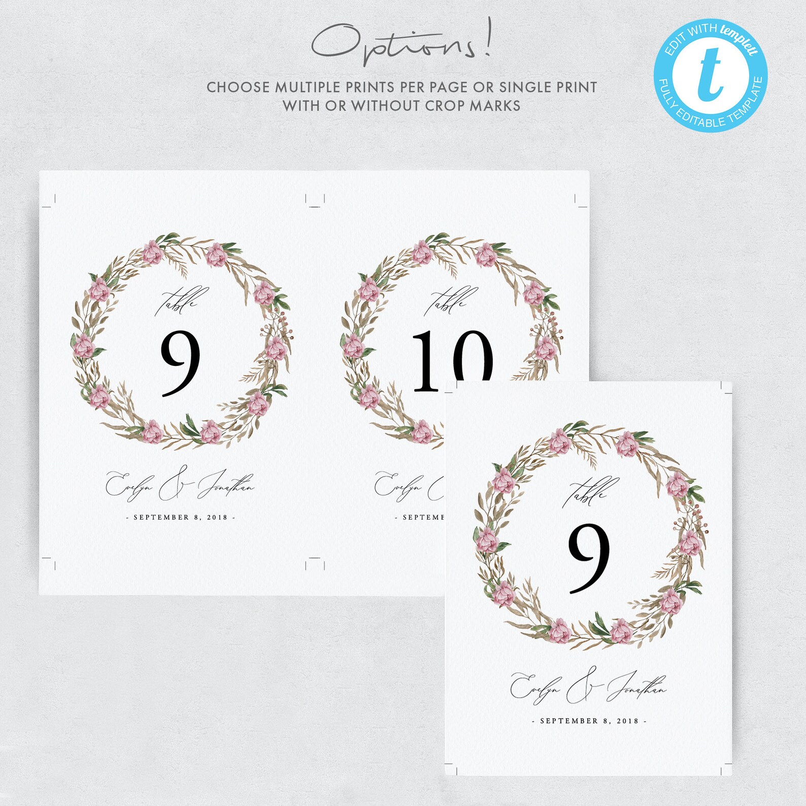 Table Numbers Template Templett Printable Table Numbers Table Etsy Sweden
