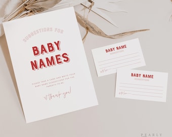 Baby Name Suggestions Template, Baby Name Ideas Game Download, Printable Baby ShowerGame, Editable template, Templett #065