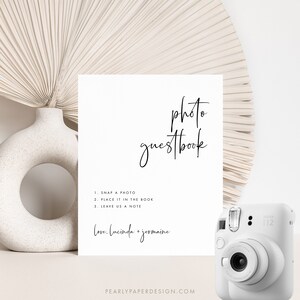 Photo Guest Book Sign Template, Wedding Photo Guestbook Sign, Minimalist Photo Guestbook Sign, Photo Sign our Guestbook Sign, Templett #43