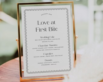 Dessert Table Sign Template, Modern Scalloped Wedding Sweets Sign, Dessert Menu Sign, Dessert Bar Sign, Editable Dessert Sign #061