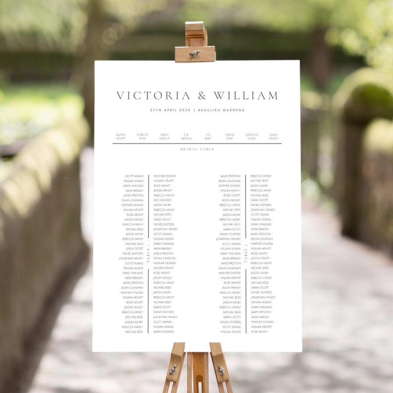 Seating Chart Sign With Long Tables Elegant Seating Template Etsy
