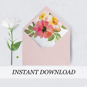 Blush Envelope Liner Template Rustic Floral Envelope Liner Wedding Watercolor Envelope Liner Printable Wedding Template DIY Envelope 08