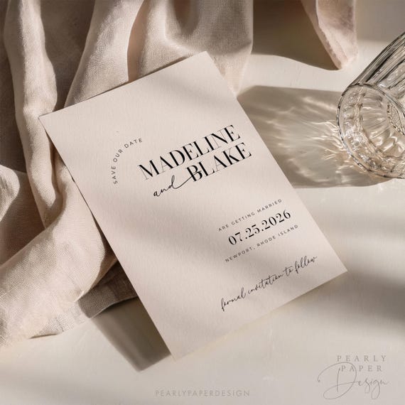 Save the Date Invitation Template, Printable Save our Date Invite, Minimalist Wedding Save the Dates Save the Date Card, Edit in Canva #MB01