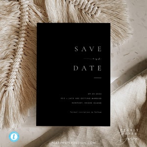 Elegante Save the Date Vorlage Download Schwarz und weiß Save the Date Vorlage Moderne schlichte Save the Date Karte #B48