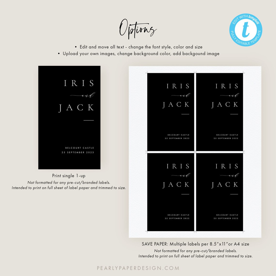 Printable Wine Bottle Label Template Black and White - Etsy