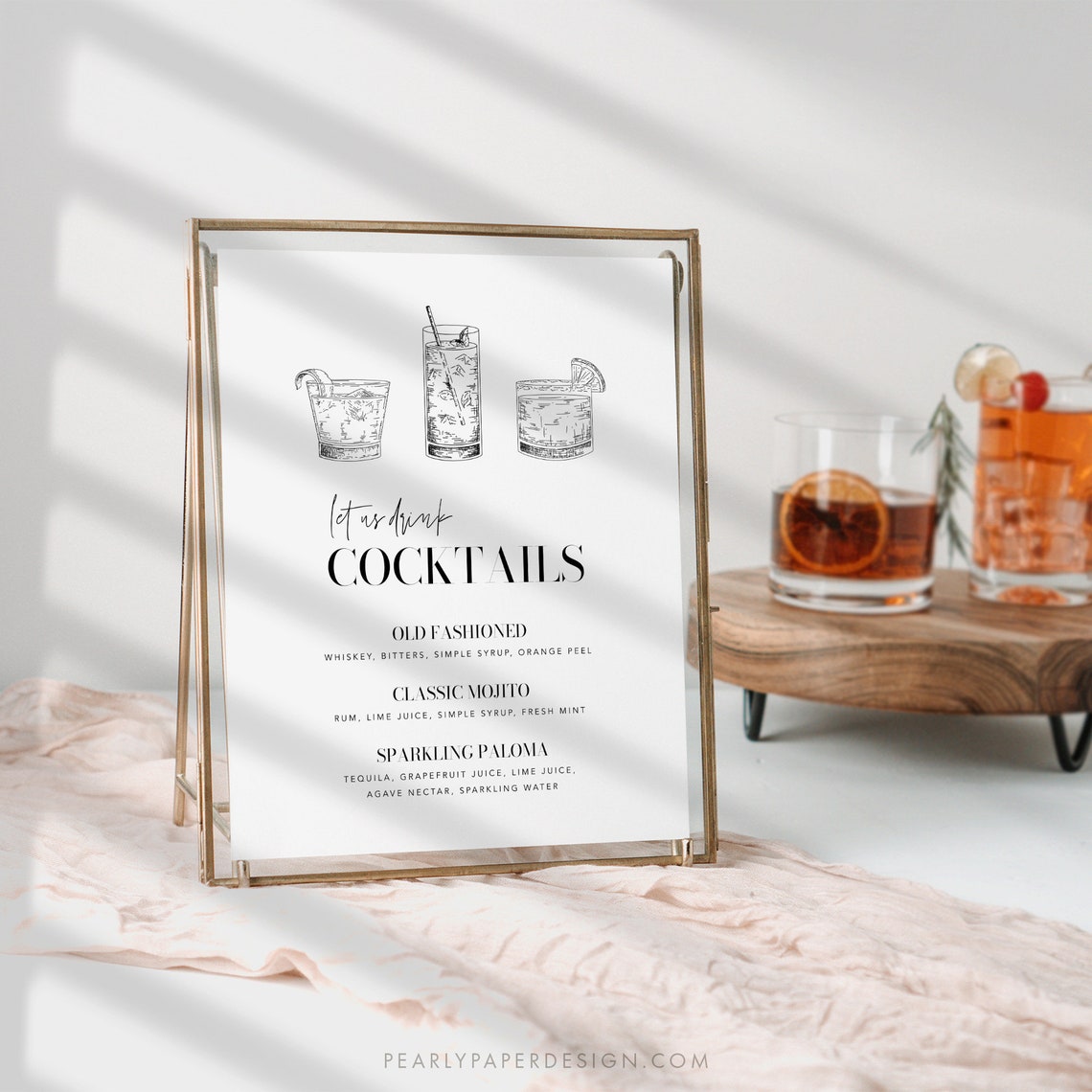 Printable Signature Cocktails Sign Template, Elegant Wedding Bar Sign ...