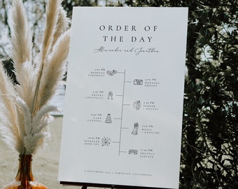 Order of Events Template Wedding Timeline Sign Minimalist Modern Order of the Day Printable Order of Events Templett #10