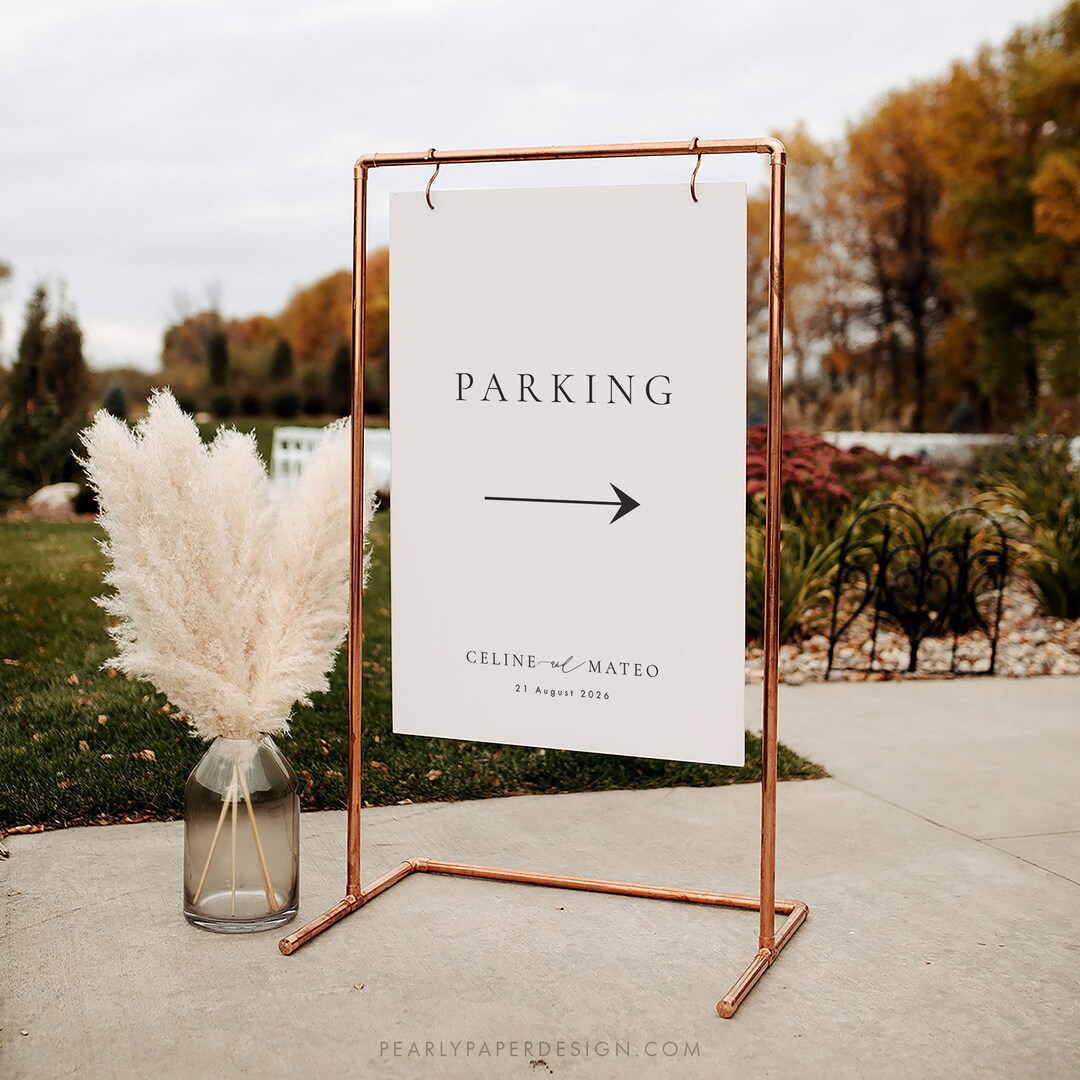 Wedding Parking Sign Template, Minimalist Welcome Parking Signs, Script ...