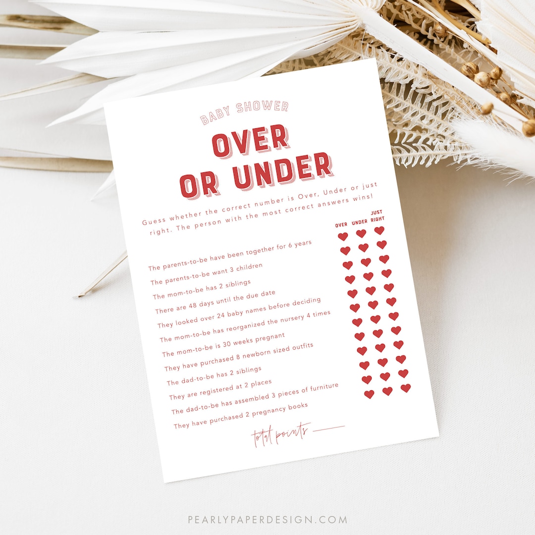 Baby Shower Over or Under Game Template, Baby Shower Games Printable ...