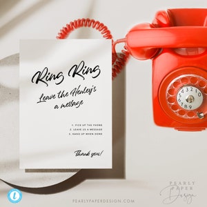 Phone Message Guest book Sign, Audio Guestbook Sign Template, Modern Wedding Sign, Leave A Message Sign, Templett #075