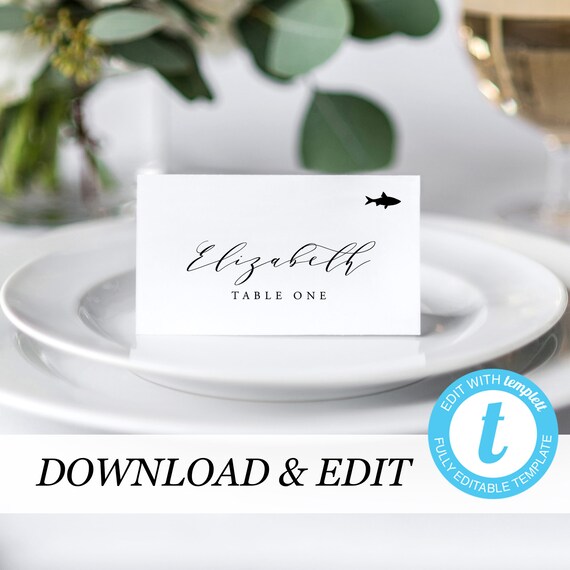 Place Card Template Printable Wedding Place Cards Wedding Etsy