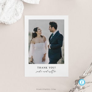 Druckbare Dankeskarte Vorlage Download Druckbare minimalistische Hochzeit-Dankeskarte mit Foto-Dankeschön Templett 27