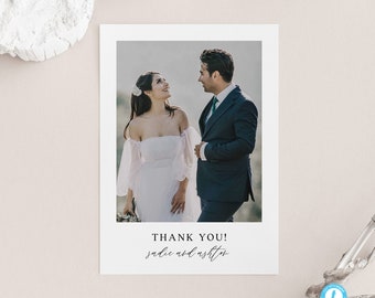 Printable Thank You Card template download Printable Minimalist Wedding thank you card with Photo thank you Templett 27