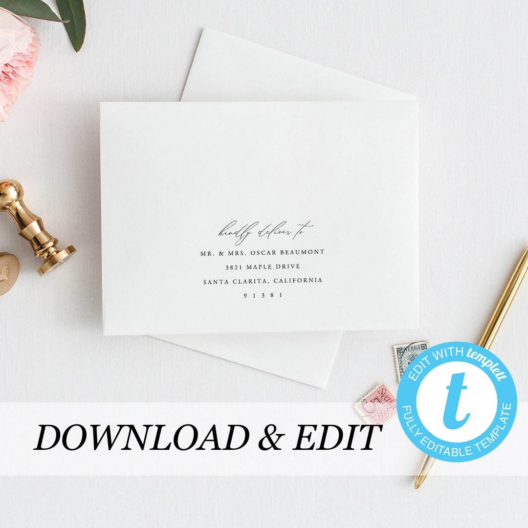 Envelope Template, Printable Wedding Envelope Templett, Address ...