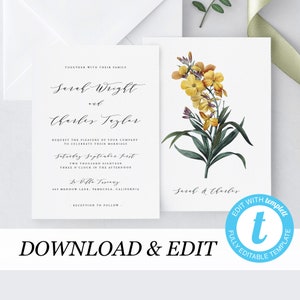 Calligraphy Invitation Printable Invitation Template Templett simple Wedding invitation elegant wedding invite Wedding DIY 06