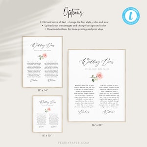 Printable Wedding Vows Template Download Anniversary Gift Floral ...