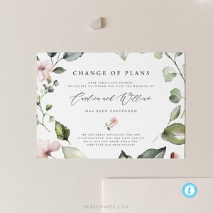 Descargar plantilla de boda pospuesta con diseño floral Plantilla rústica de anuncio de cancelación de cambio de planes Templett 17