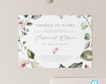 Modèle floral pour mariage reporté à télécharger Faire-part d'annulation rustique Changement de plans Templett 17