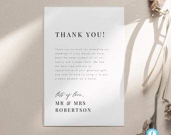 Minimalist Wedding Thank You template Download Printable thank you card Modern thank you note Editable Thank you cards 24