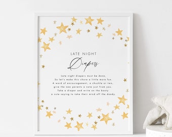 Late Night Diaper Game Templett Printable Late Night Diapers Sign Template Baby Shower Game Diaper Notes Game