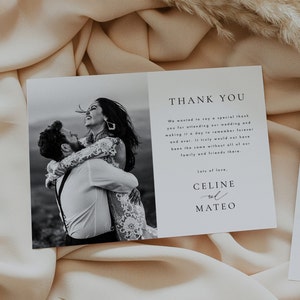 Wedding Thank You card template Digital Download, Printable Modern Thank you card with Photo Templett 45 image 2