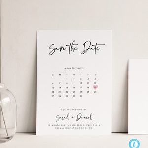 Save the Date Vorlage Kalender Hochzeit Printable Save our dateeinladung Templett moderne einfache editierbare einladung Kalligraphie DIY 16