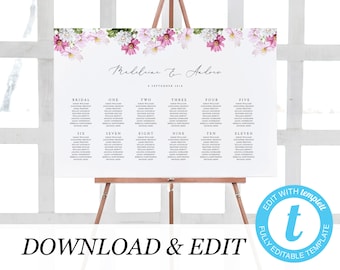 Floral Seating Chart Template, Printable Wedding Seating Sign, Instant Download, Fully Editable, Boho Wedding, Templett, Instant Download 13