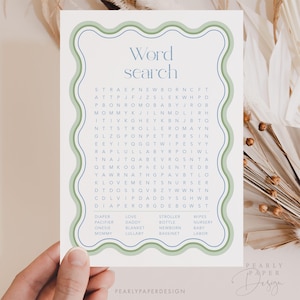 Baby Shower Word Search Game, Boho Baby Word Search Game, Modern Baby Games, Printable Word Puzzle Game with Answer Key #057