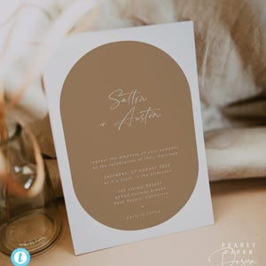 Oval Wedding Invitation Template Digital Download Sand Desert Wedding Invite Templett Beige Wedding #50