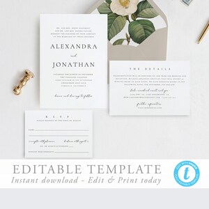 Wedding Invitation Printable Invitation Template Templett simple wedding invitation template elegant wedding invite DIY instant download 10
