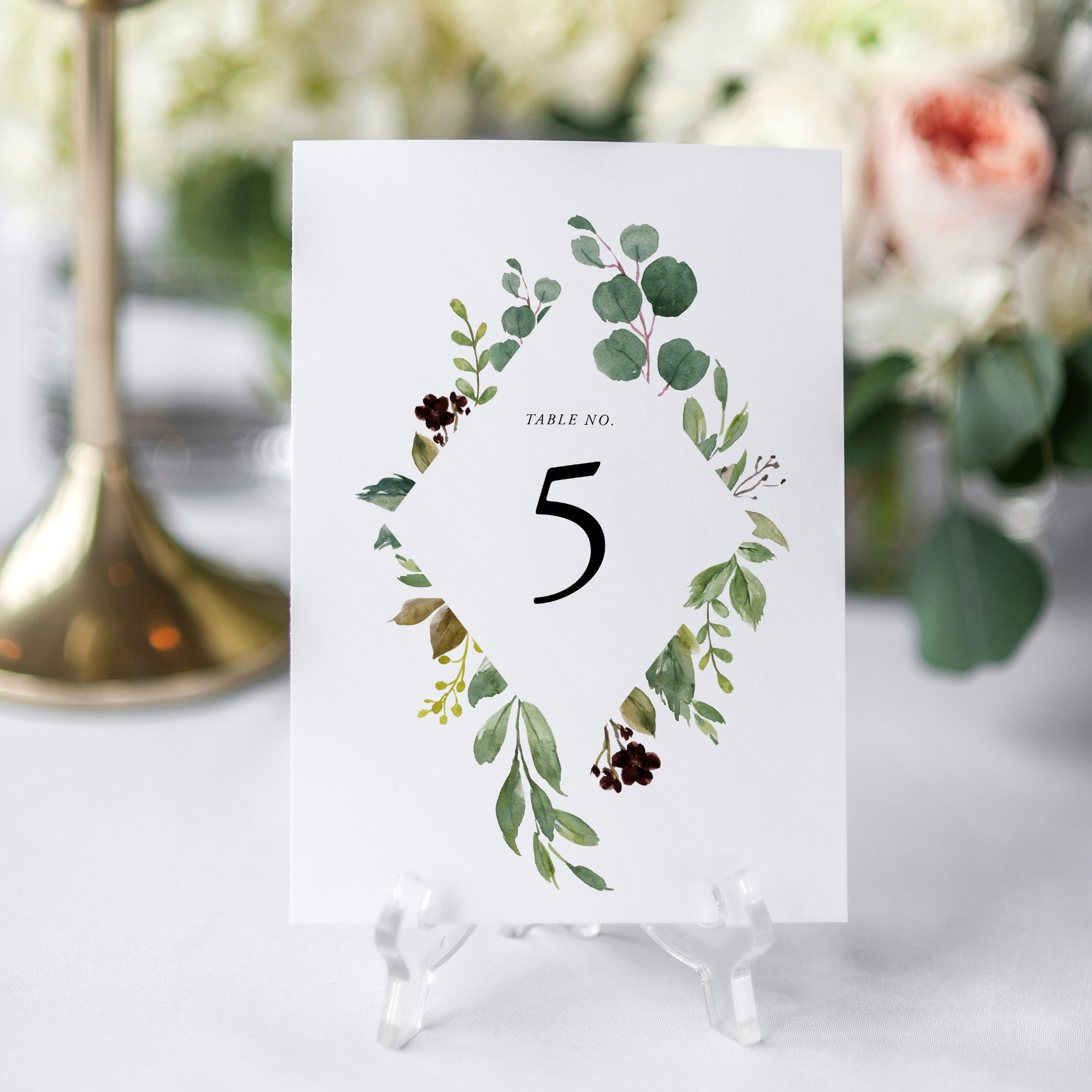 Rustic Table Numbers Template Wedding Table Number Cards Boho Wedding ...
