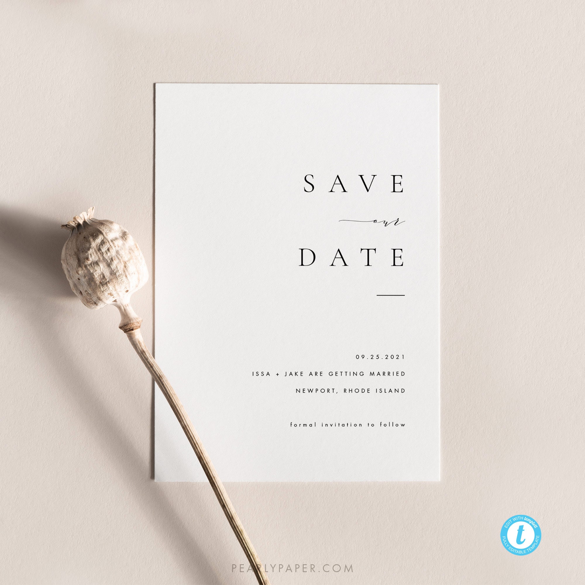 Paper Party Supplies 07 Save The Date Template Modern Save Our Date 