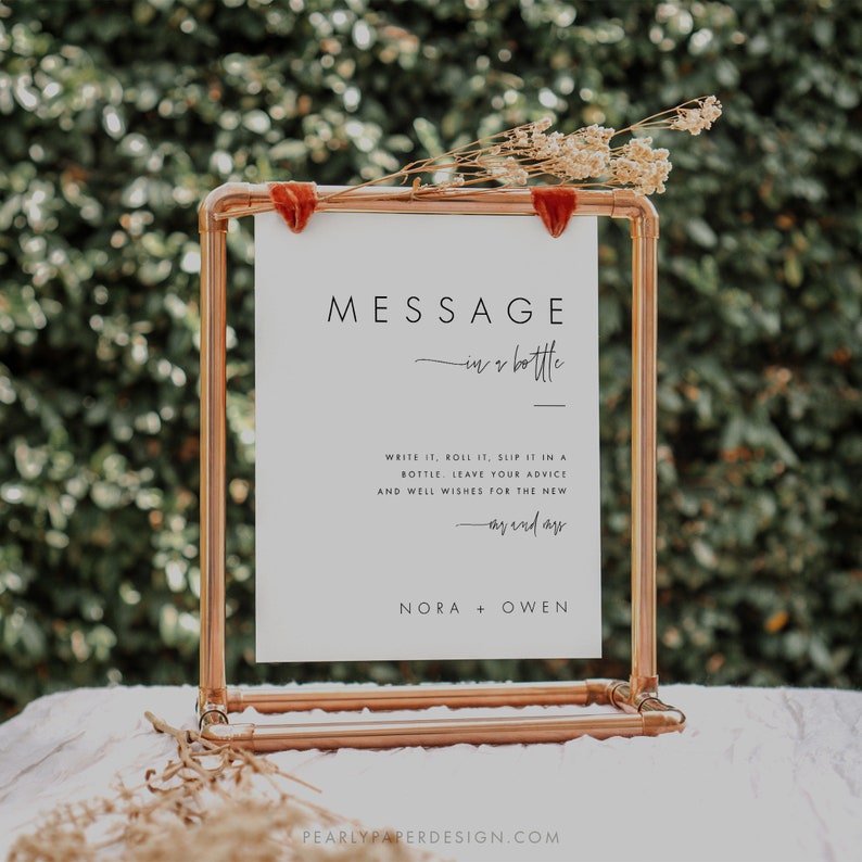 Message in A Bottle Sign Template, Minimalist Advice and Wishes Sign ...
