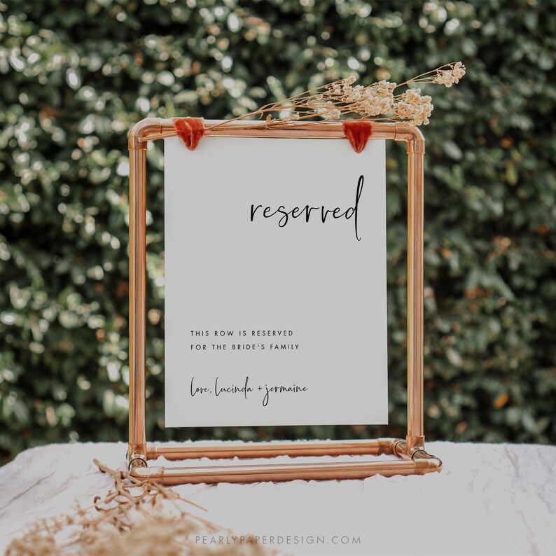 Minimalist Seating Sign Template, Reserved Seating Sign, Printable ...