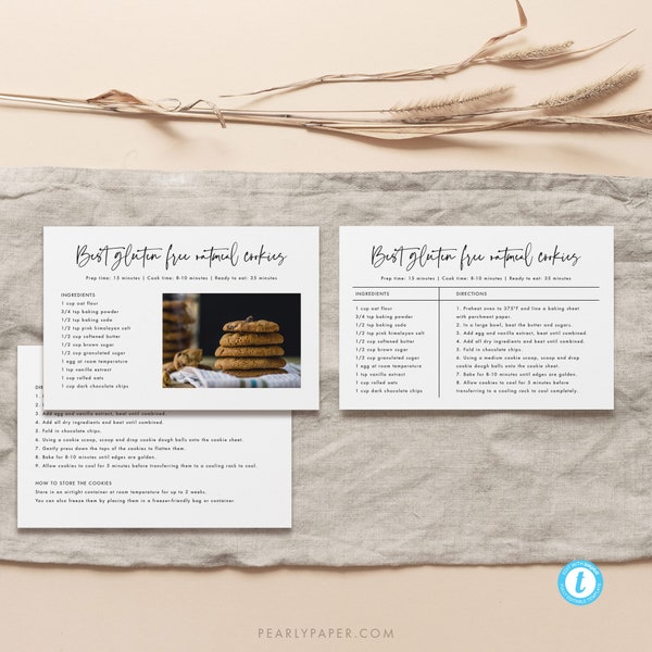 Printable Recipe Card Personalized recipe Template Download Modern Script Recipe Card with Photo Printable Recipe Template Templett 16