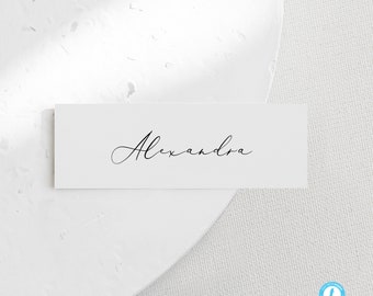 Plantilla de tarjeta de lugar Descargar Script Tarjeta de nombre Etiqueta Tarjetas de lugar Tarjeta de asiento de boda moderna Tarjetas de lugar editables Templett #10