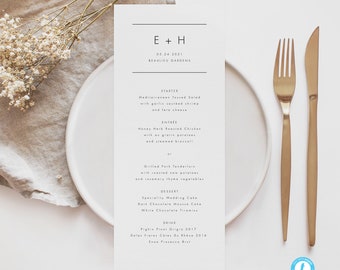 Minimalist Menu Template Download Modern Wedding Menu Simple Menu Cards Editable Menu Simple wedding DIY menu #32