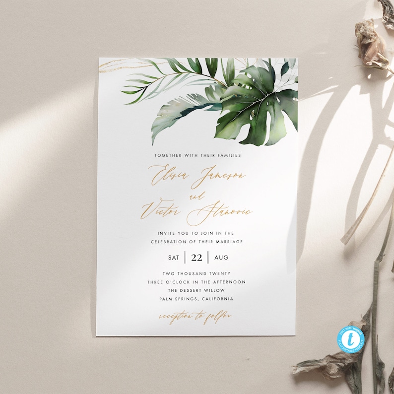 Tropical Wedding Invite Invitation Templett Template download Hawaiian Wedding Tropical Wedding Invite Tropical Invitation 23 bild 1
