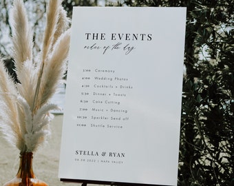 Elegant Order of Events Sign Template Download Minimalist Wedding Sign Templett Modern Order of the Day Printable Order of Events #24