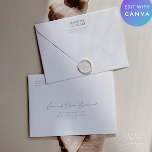 A7 Hochzeit Umschlag Adressvorlage für Canva, Minimalistische Hochzeitsumschläge, bedruckbarer Umschlag 7.25x5.25 #MB01