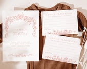 Pink Floral Family Traditions Sign and Card, Modern Baby Shower Game, Childhood Traditions, Editable Baby Shower Game, Templett #077