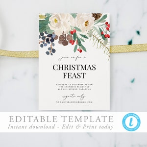 Editable Template Christmas Dinner Christmas Party Invitation Template Holiday Party invite