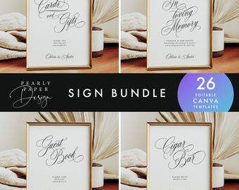 Wedding Sign Bundle, Reception Table Signs (Editable in Canva) #OA2512 OLIVIA