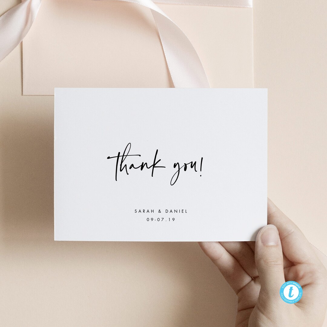 Modern Wedding Thank You Template Download Printable Thank You Card ...