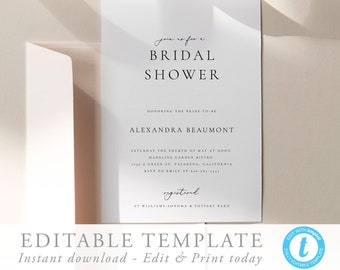 Bridal Shower Invitation Template Modern Bridal Shower Invite Editable bridal invite Modern Bridal Shower 10