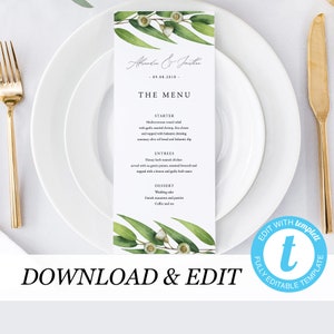 Editable Wedding Menu Rustic Wedding Menu Template Templett Menu Cards Instant Download Editable Menu Wedding Printable Dinner Menu