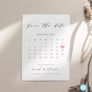Druckbarer Kalender Save the Date Template Druckbares Save the Date Einladung Templett moderne schlichte bearbeitbare Kalligraphie Vorlage #06
