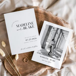 Save the Date Invitation Template, Printable Save our Date Invite, Minimalist Wedding Save the Dates Save the Date Card, Edit in Canva #MB01 image 3