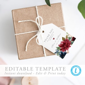 Thank you tag template Floral tag Gift tag Wedding tag template Printable favor tag Editable Welcome tag Wedding Favor Tag 12